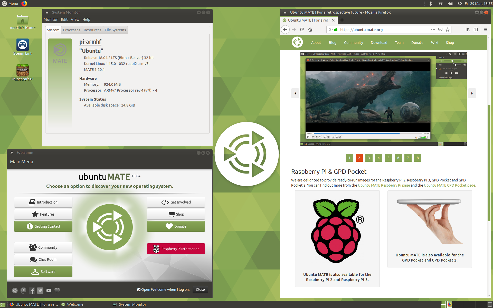 Ubuntu MATE running on the Raspberry Pi 3+