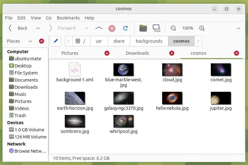 Screenshot of home folder